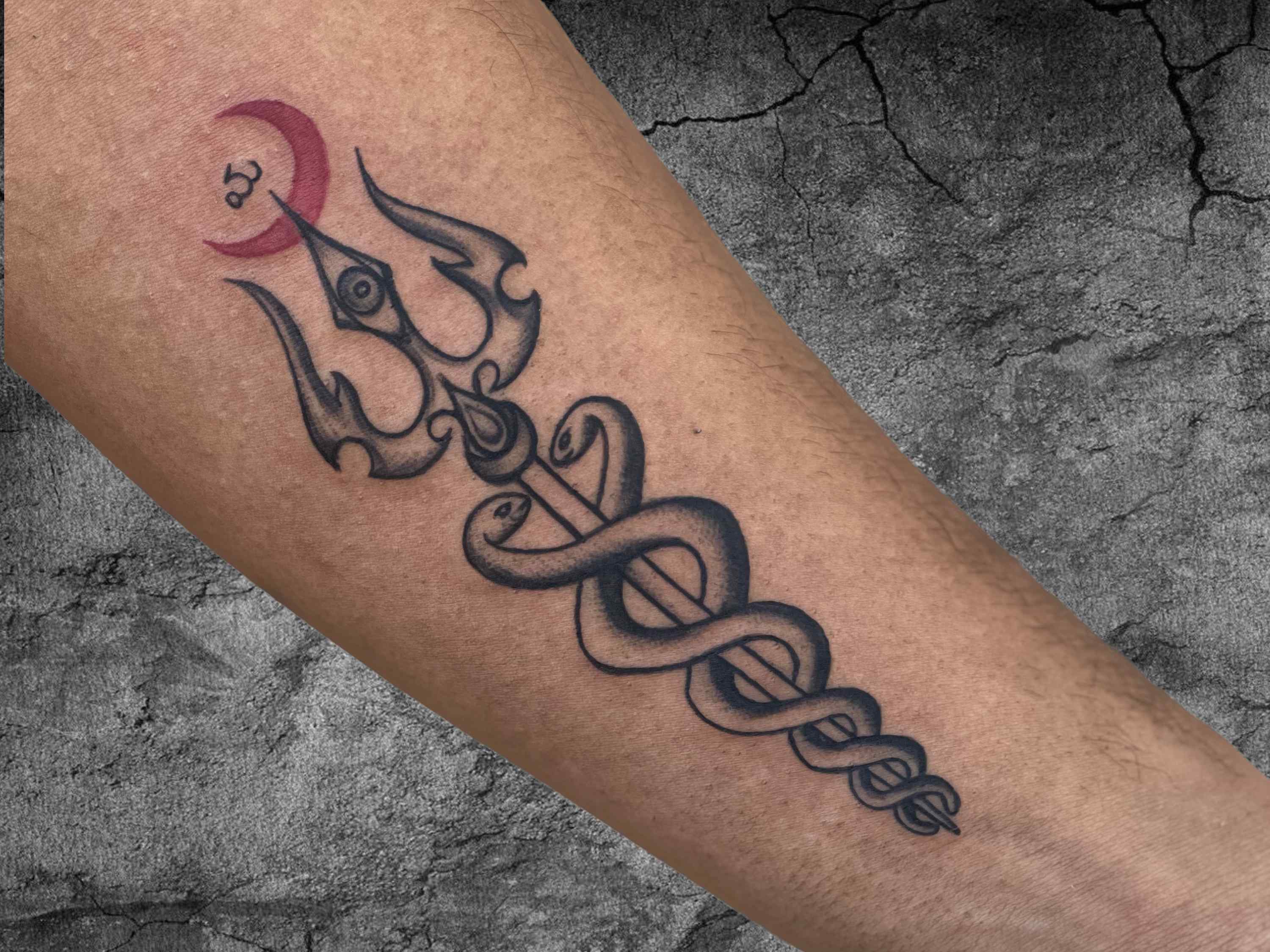 Lord Shiva With Trishul And Snake Tattoo Design By Bhavith Narayan