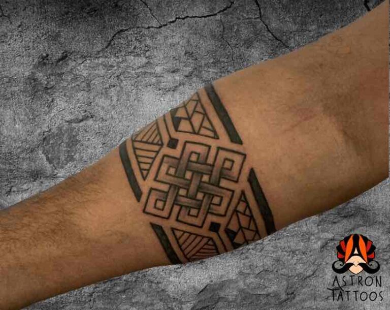 Buddhist Eternal Knot Armband Tattoo: Spiritual Symbolism at Astron Tattoos Bangalore