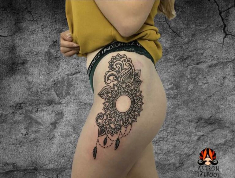 Side of the Hip Floral Mandala Tattoo: Exquisite Artistry at Astron Tattoos Bangalore