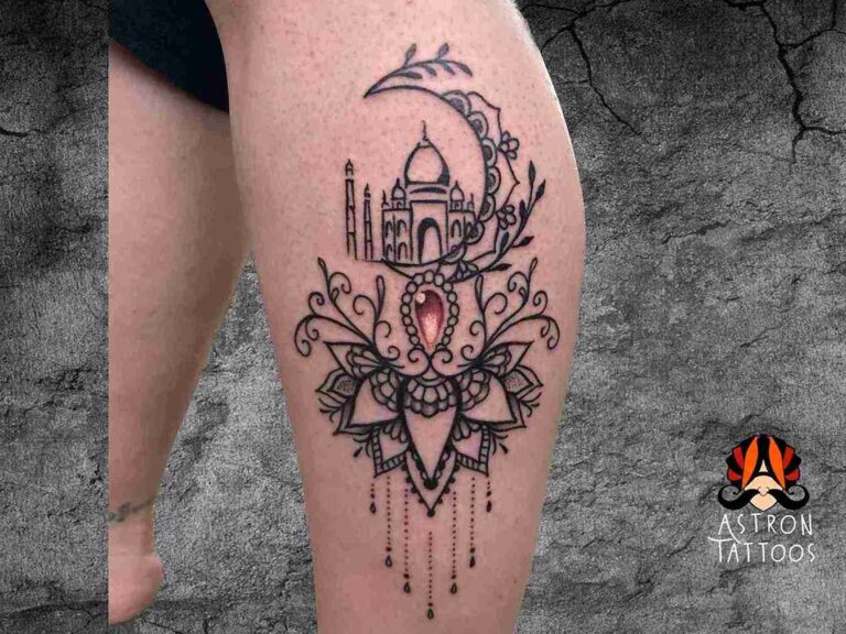 Taj Mahal Ornamental Tattoo for an Australian Traveller at Astron Tattoos Bangalore