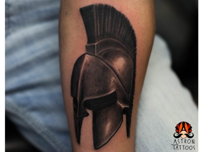 Spartan Helmet Tattoo: Symbol of Strength and Honor at Astron Tattoos Bangalore